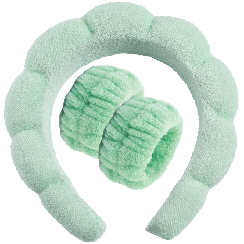 MTM™ - Soft Spa Headband & Wristband Set – Perfect for Facial Cleansing!