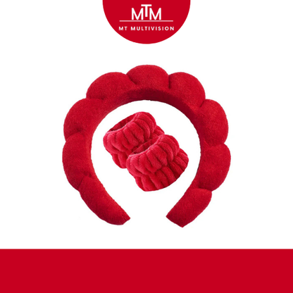 MTM™ - Soft Spa Headband &amp; Wristband Set – Perfect for Facial Cleansing!