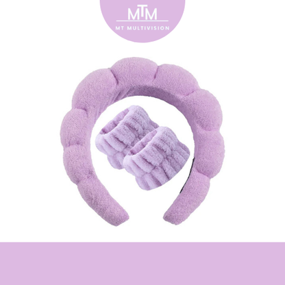 MTM™ - Soft Spa Headband &amp; Wristband Set – Perfect for Facial Cleansing!