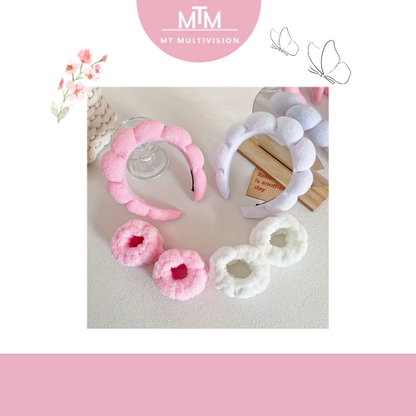 MTM™ - Soft Spa Headband &amp; Wristband Set – Perfect for Facial Cleansing!
