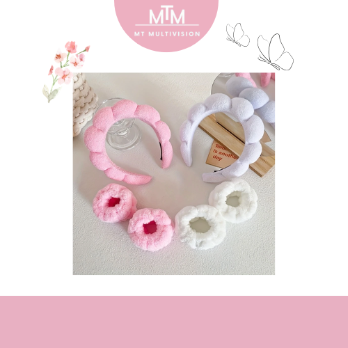 MTM™ - Soft Spa Headband &amp; Wristband Set – Perfect for Facial Cleansing!