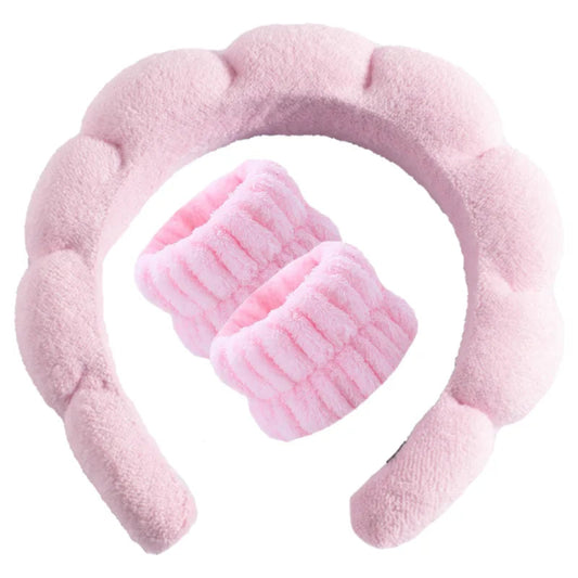 MTM™ - Soft Spa Headband &amp; Wristband Set – Perfect for Facial Cleansing!